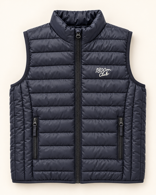 Front studio product image of the 1800m Club French Navy kids padded vest