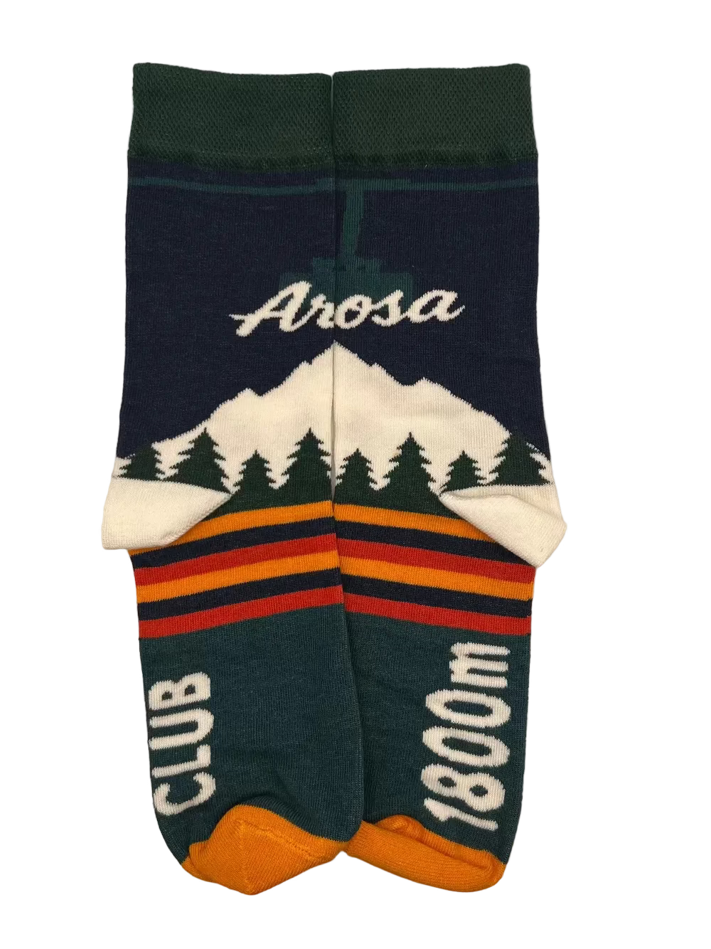 A pair of Arosa Knit Socks with classic alpine pattern designed in Arosa, Switzerland.